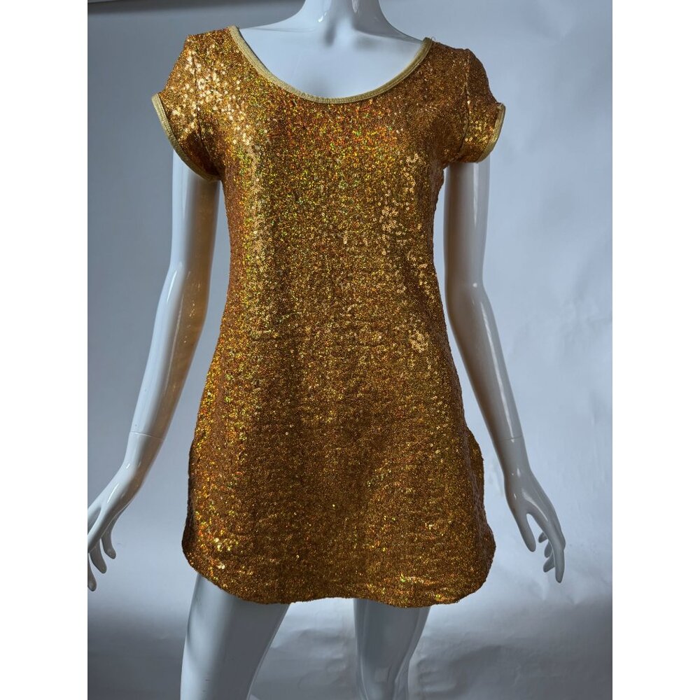 Gold Sequin Dance Dress M Double Platinum Performancewear